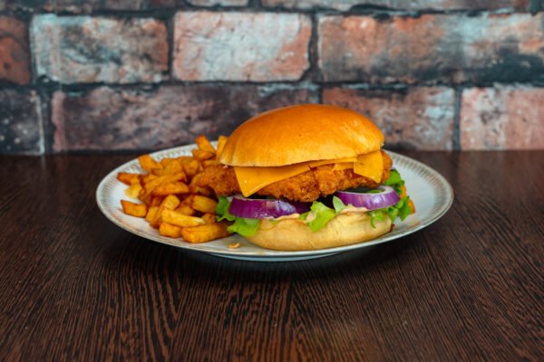 Burger de poulet frit